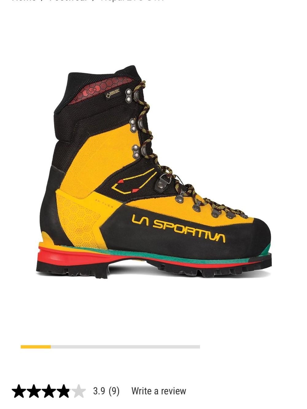 La Sportiva Yellow and Black Technical Mountaineering Boots